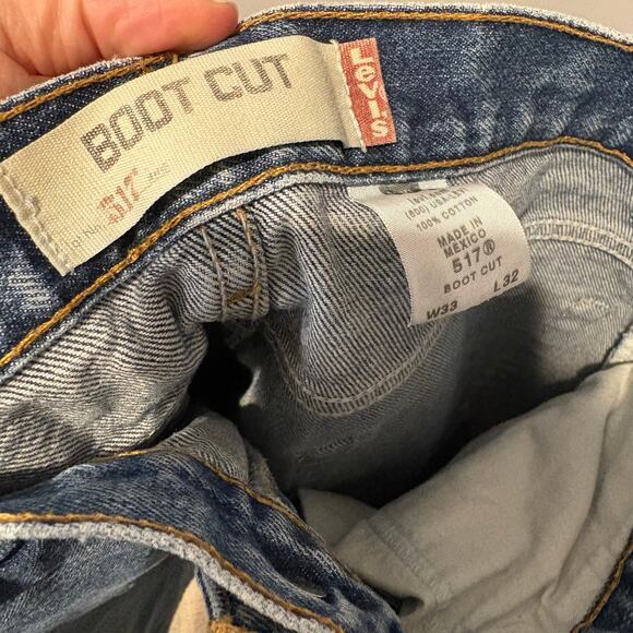 Vintage Levis Jeans 33x32 Blue 517 Bootcut Denim Pants Distressed Western Hippie - Picture 4 of 9